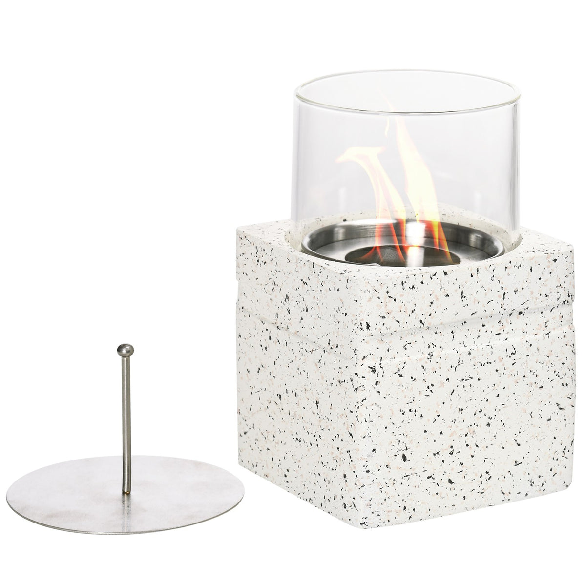 Table Fire Lanterns Organic Table Fireplace, Portable Fire Bowl, Combustion Chambers, Mgo, Gray, For Indoor & Outdoor