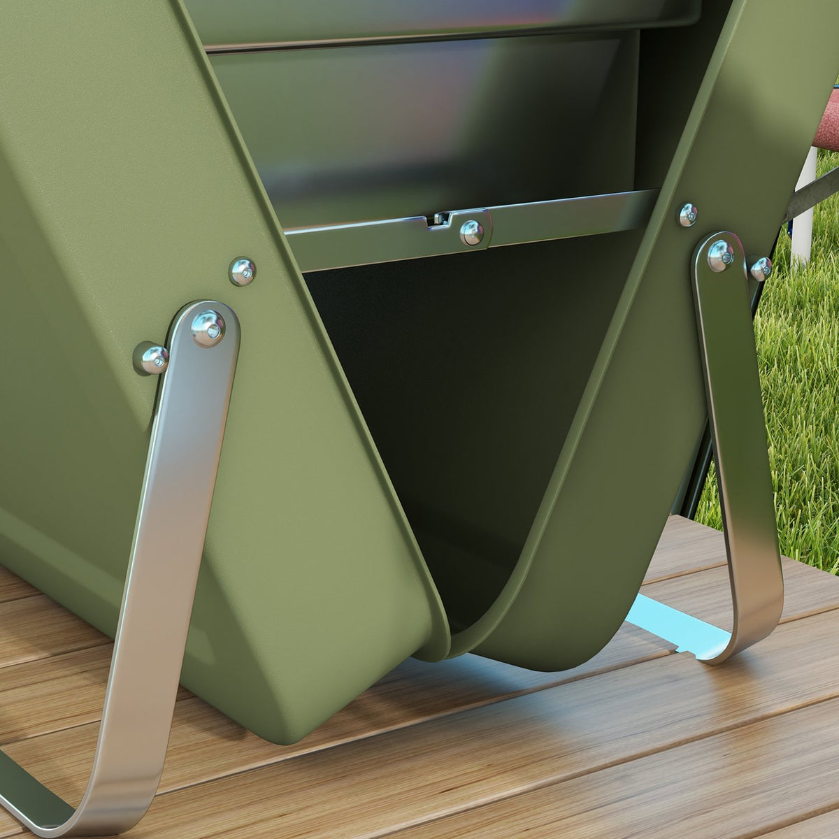 Table Grill, Charcoal Grill With Charcoal Tray, Grill Rack, Handle, Picnic, Garden, Stainless Steel, Green