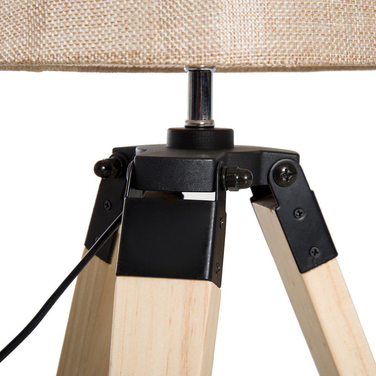 Table Lamp Bedside Lamp, E27, Linen Look, Pine+Polyester, 24X24X45Cm, Beige