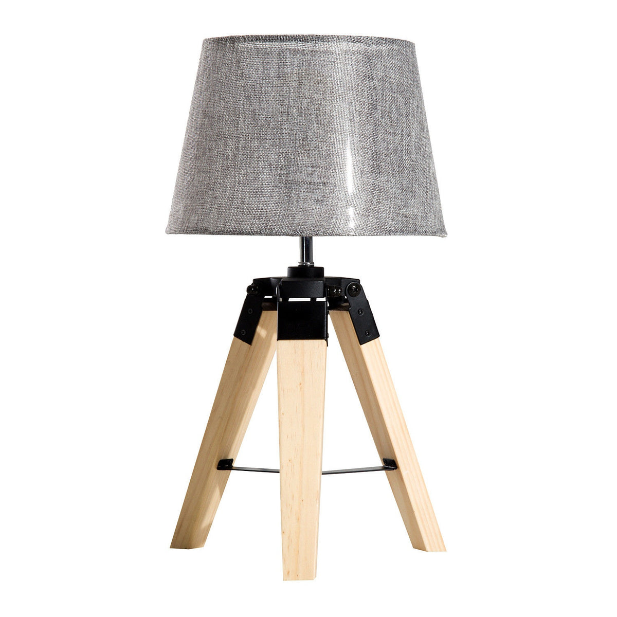 Table Lamp Bedside Lamp In Linen Look, E27, Pine & Polyester, Gray, 24X24X45Cm