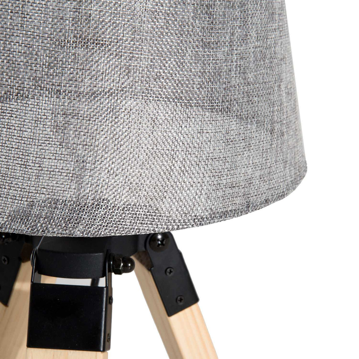 Table Lamp Bedside Lamp In Linen Look, E27, Pine & Polyester, Gray, 24X24X45Cm