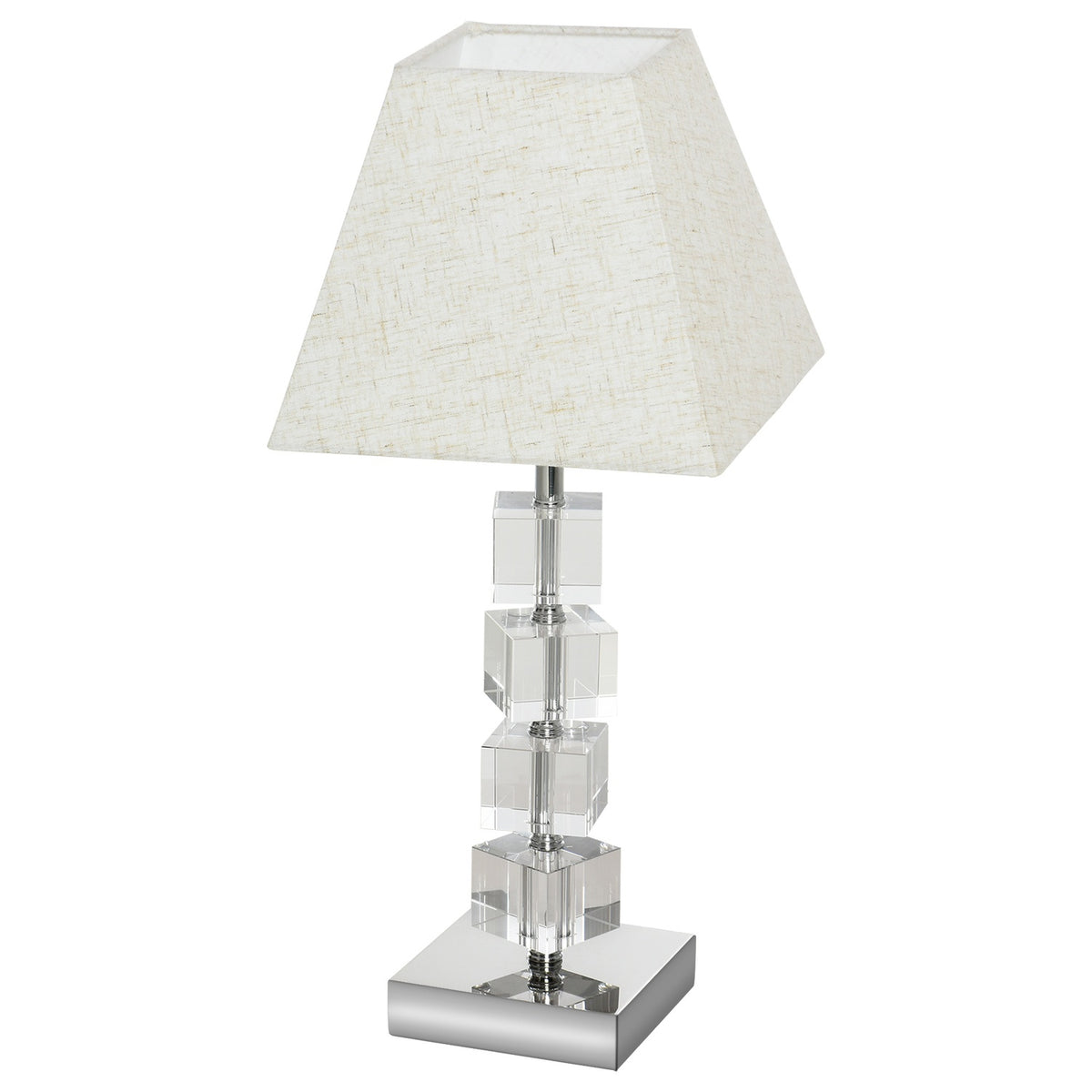 Table Lamp Bedside Lamp With Rotating Crystal Cube & Metal Base, E14, Cream White, 20X20X47Cm