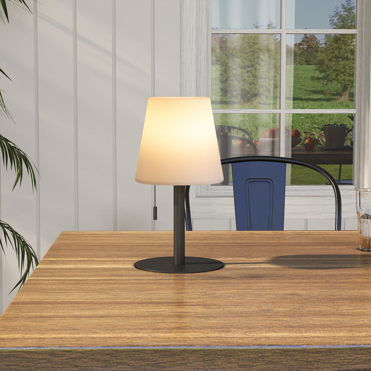 Table Lamp Usb Rechargeable Led Table Lamp, Dimmable, Bedside & Desk Lamp, Ip44, Indoor & Outdoor, Black+White