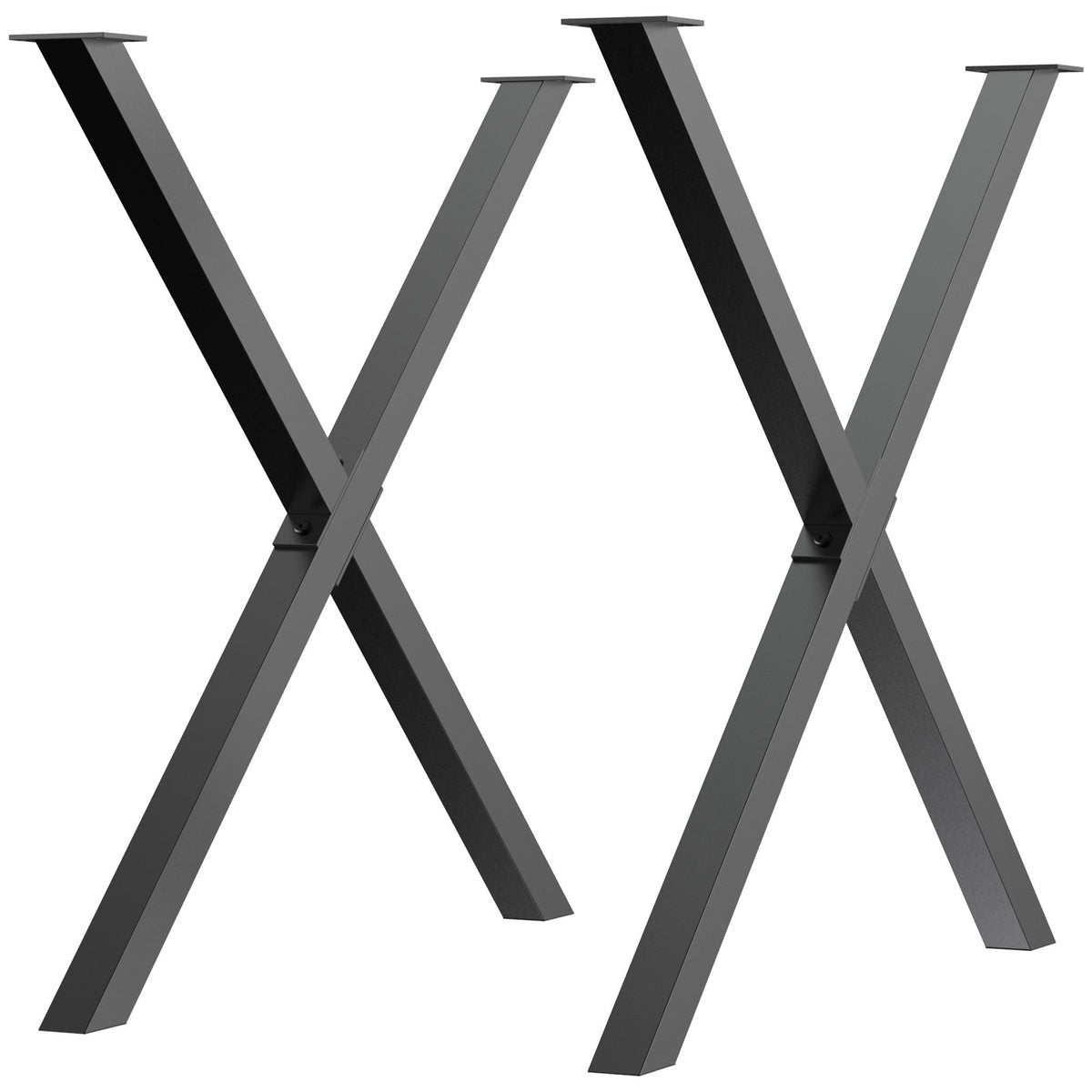 Table Legs, Set Of 2, Steel, For Dining Table, Desk, Coffee Table, X-Shape, Black, 72Cm
