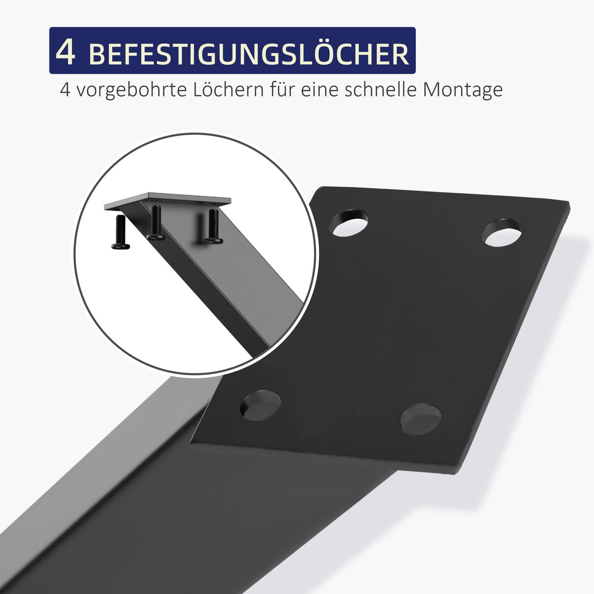 Table Legs, Set Of 2, Steel, For Dining Table, Desk, Coffee Table, X-Shape, Black, 72Cm