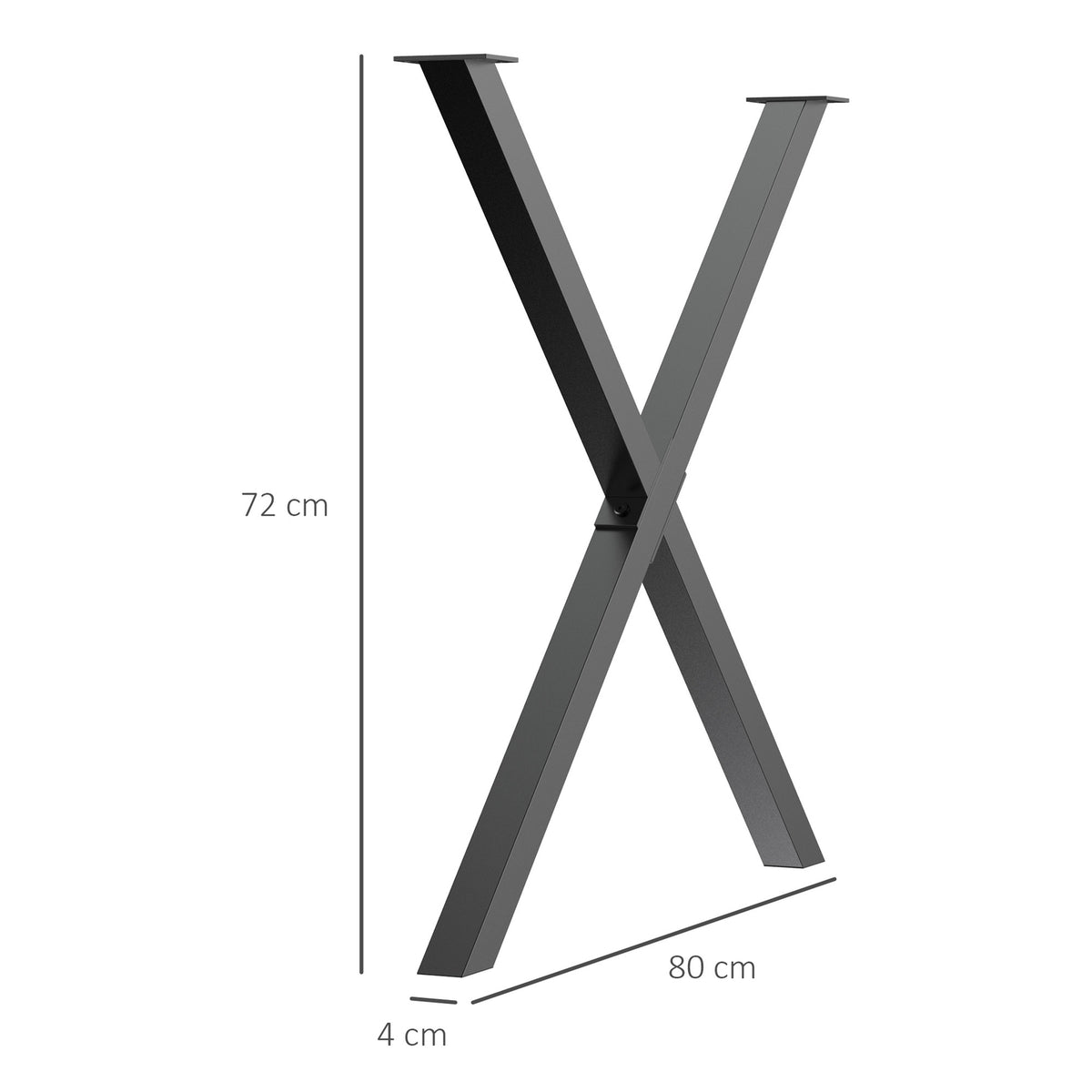 Table Legs, Set Of 2, Steel, For Dining Table, Desk, Coffee Table, X-Shape, Black, 72Cm
