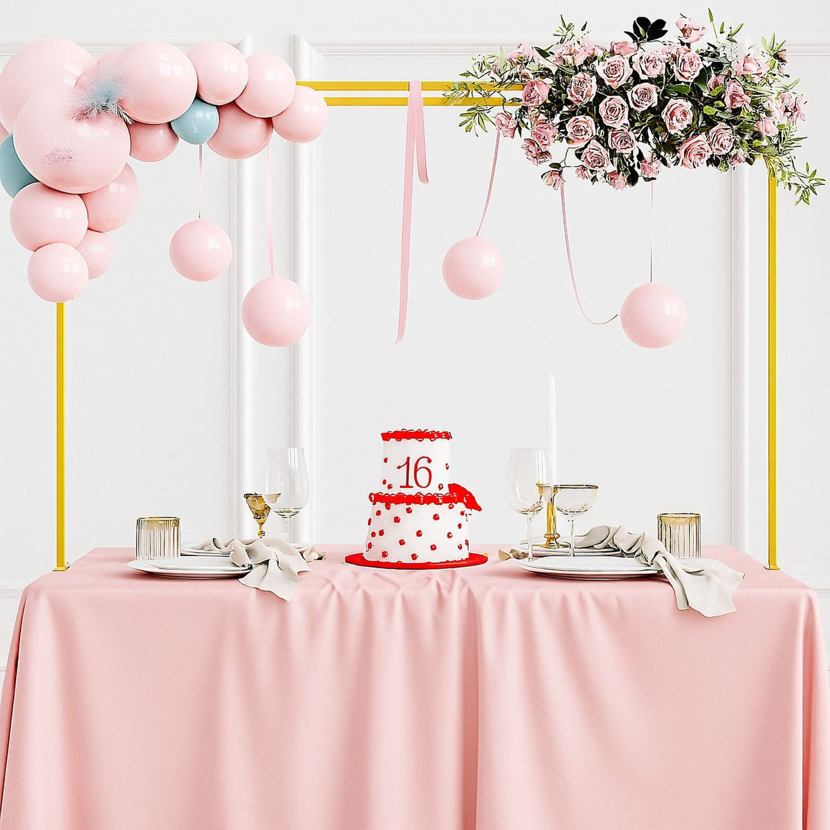 Table Rod Stand with 2 Rails for Decorations