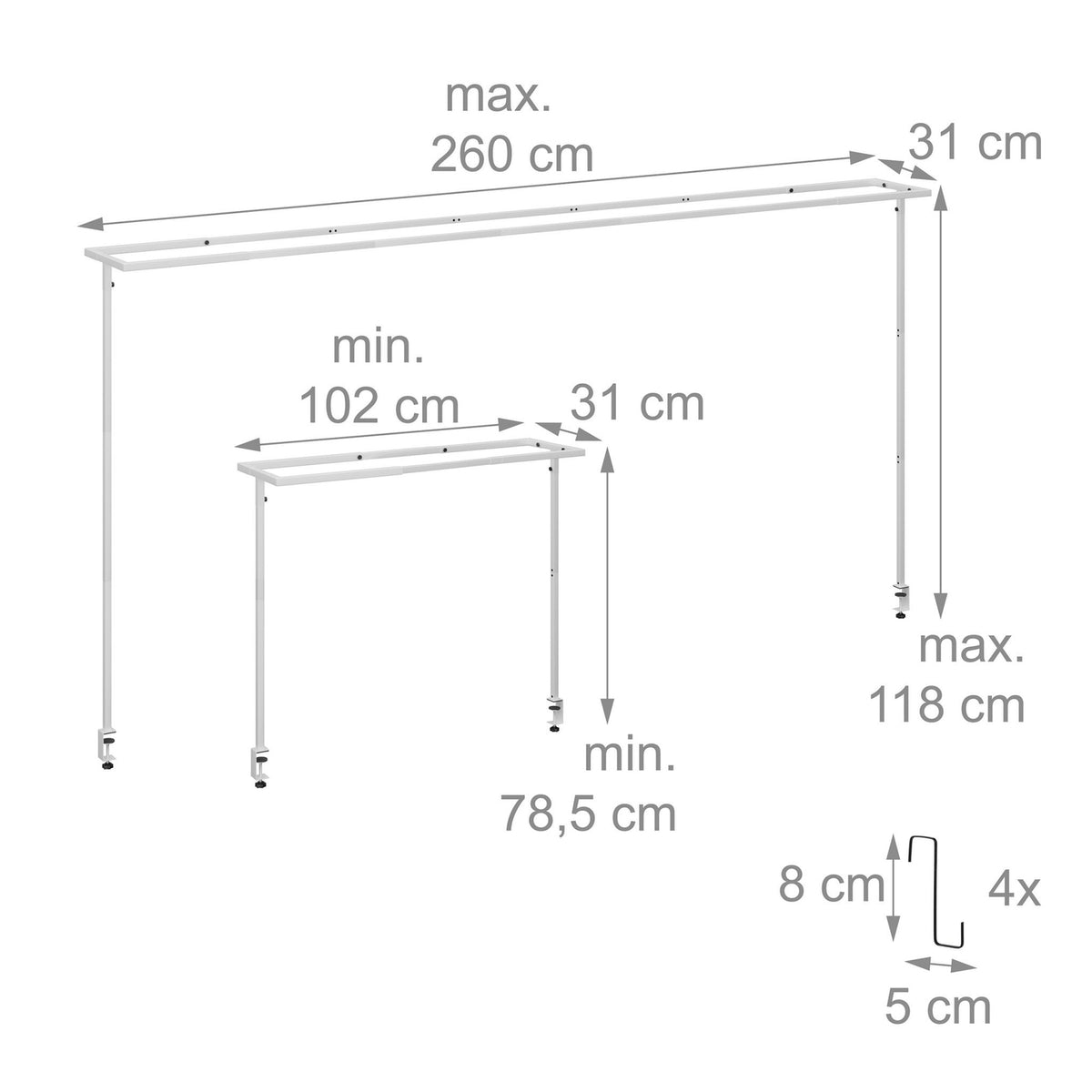 Table Rod Stand with Adjustable Rails for Decorations