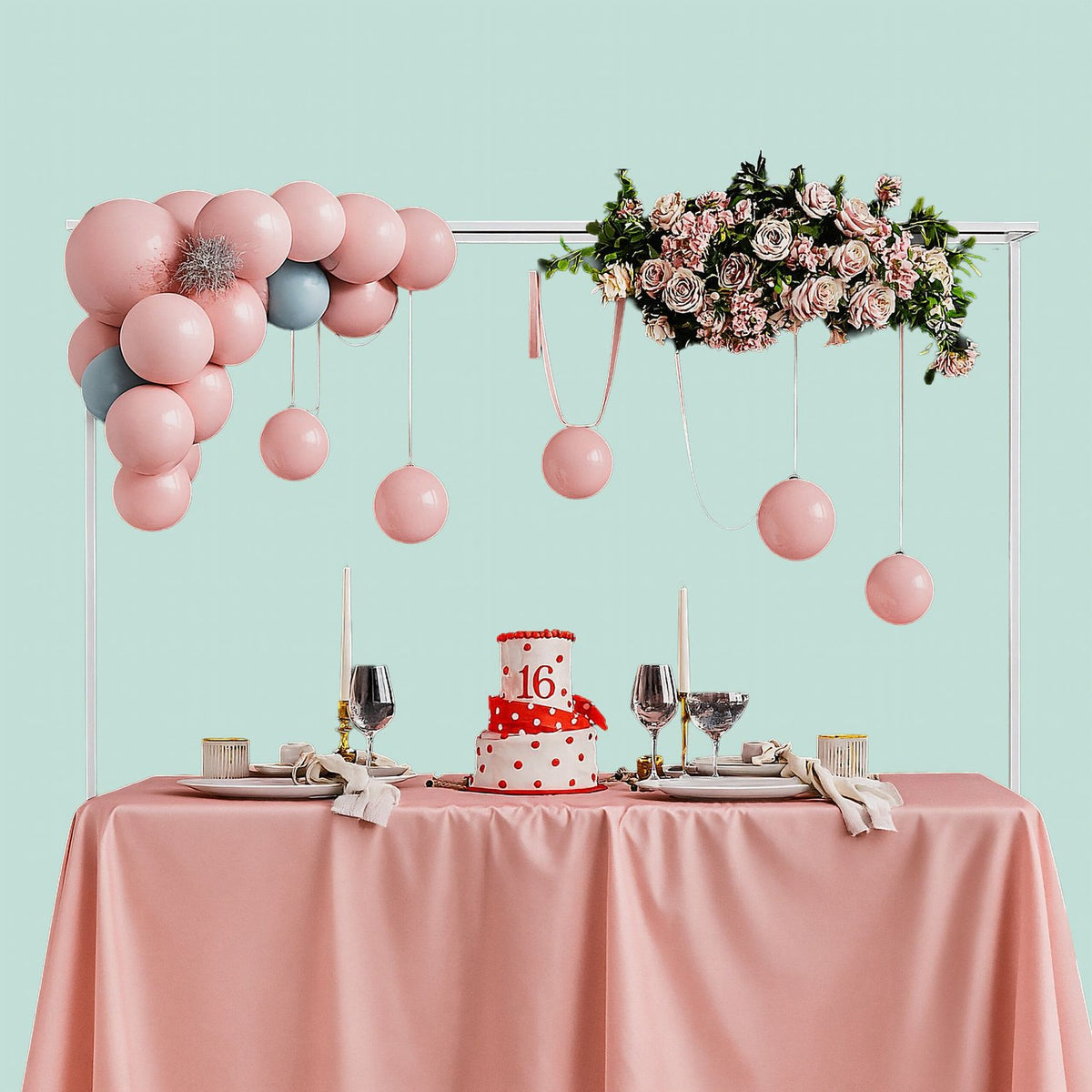 Table Rod Stand with Adjustable Rails for Decorations