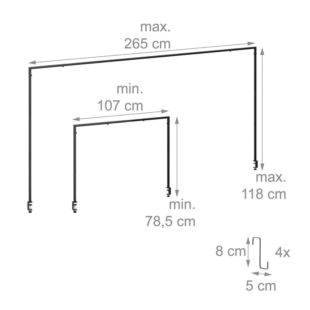 Table Rod Stand with Clamps for Decorations