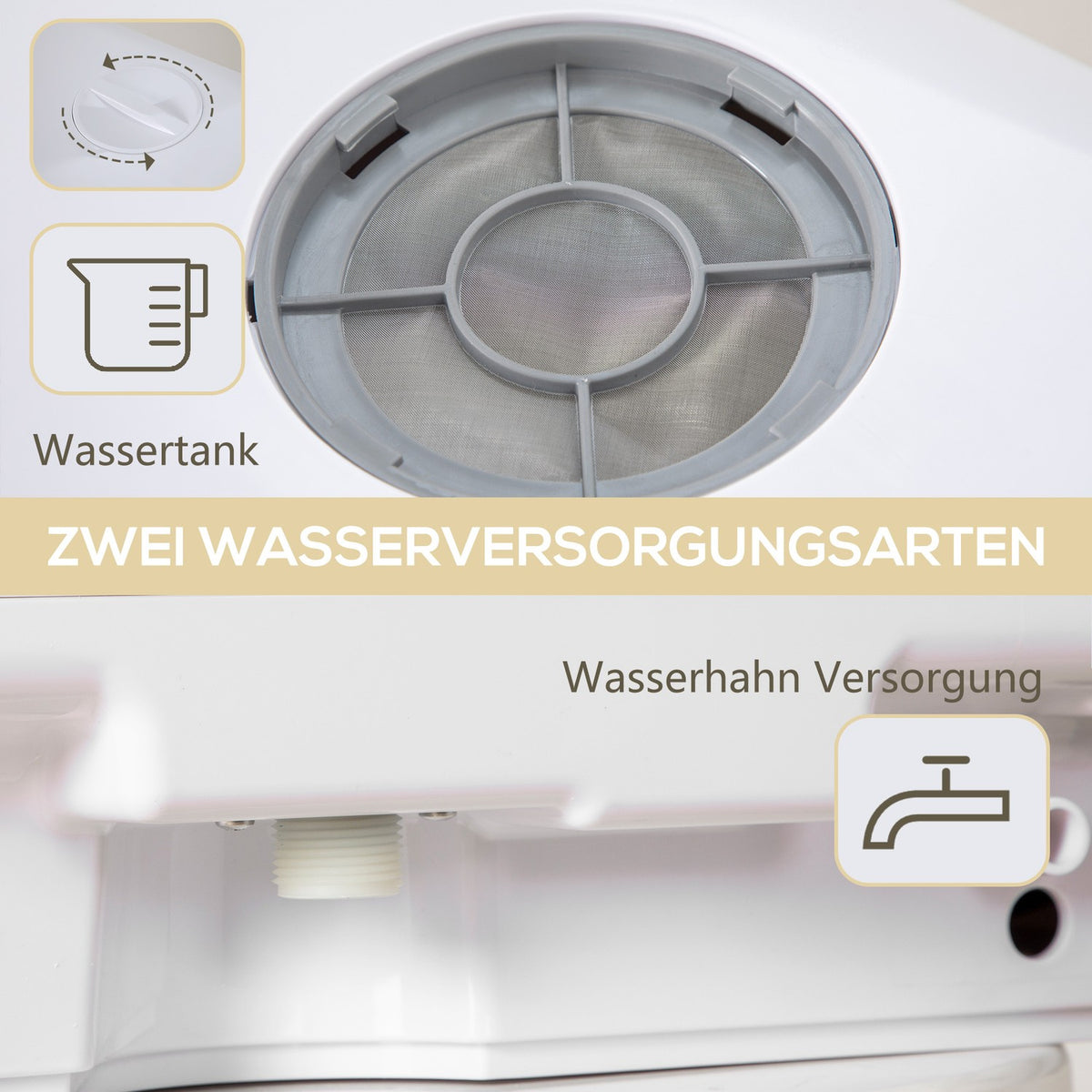 Table dishwasher can be used with/without water connection Mini dishwasher with space for 4 place settings, 6 programs, built-in 6 liter water tank, for office, camping, motorhome, white