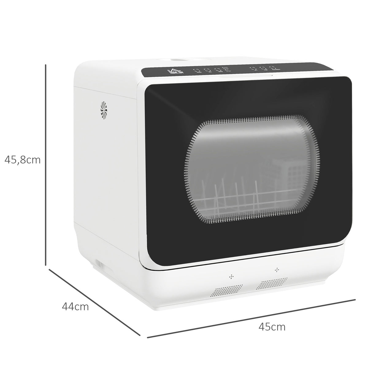 Table dishwasher can be used with/without water connection Mini dishwasher with space for 4 place settings, 6 programs, built-in 6 liter water tank, for office, camping, motorhome, white