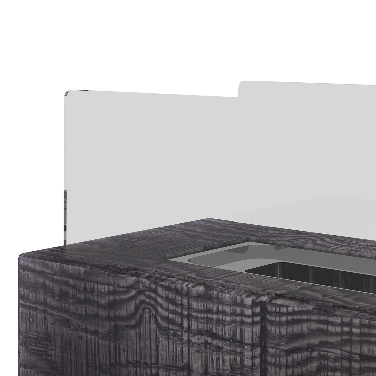 Table fireplace, bio-ethanol fireplace, 0.15 L table fire, portable indoor fireplace with wood look, stainless steel, 1000BTU, 33 x 16 x 18 cm