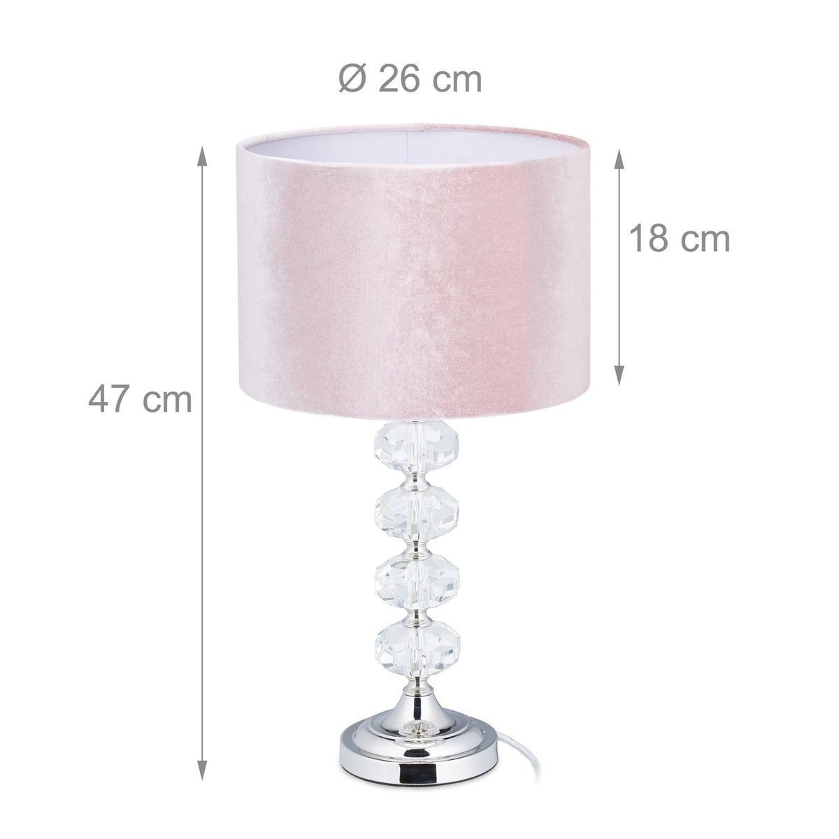 Table lamp in crystal and velvet pink