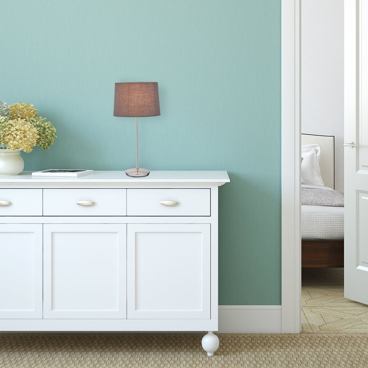 Table lamp with fabric shade