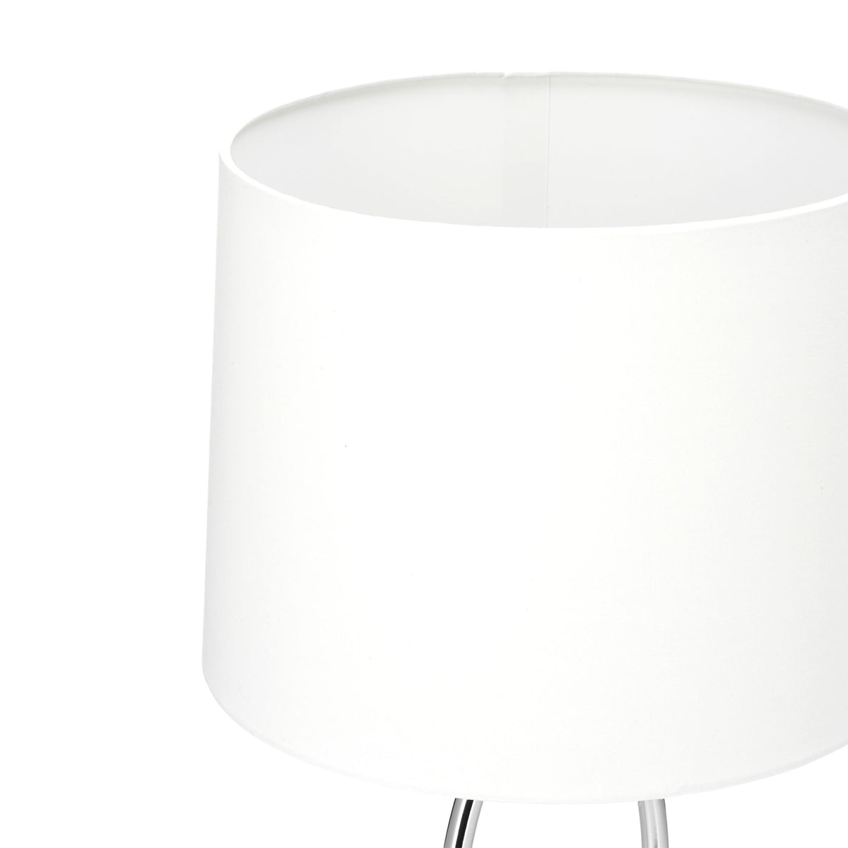 Table lamp with silver fabric shade