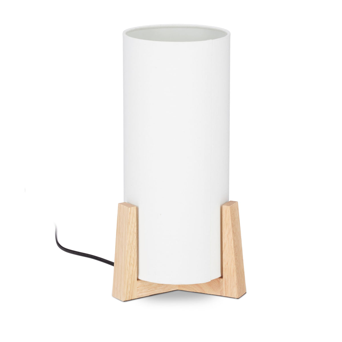 Table lamp with wooden base