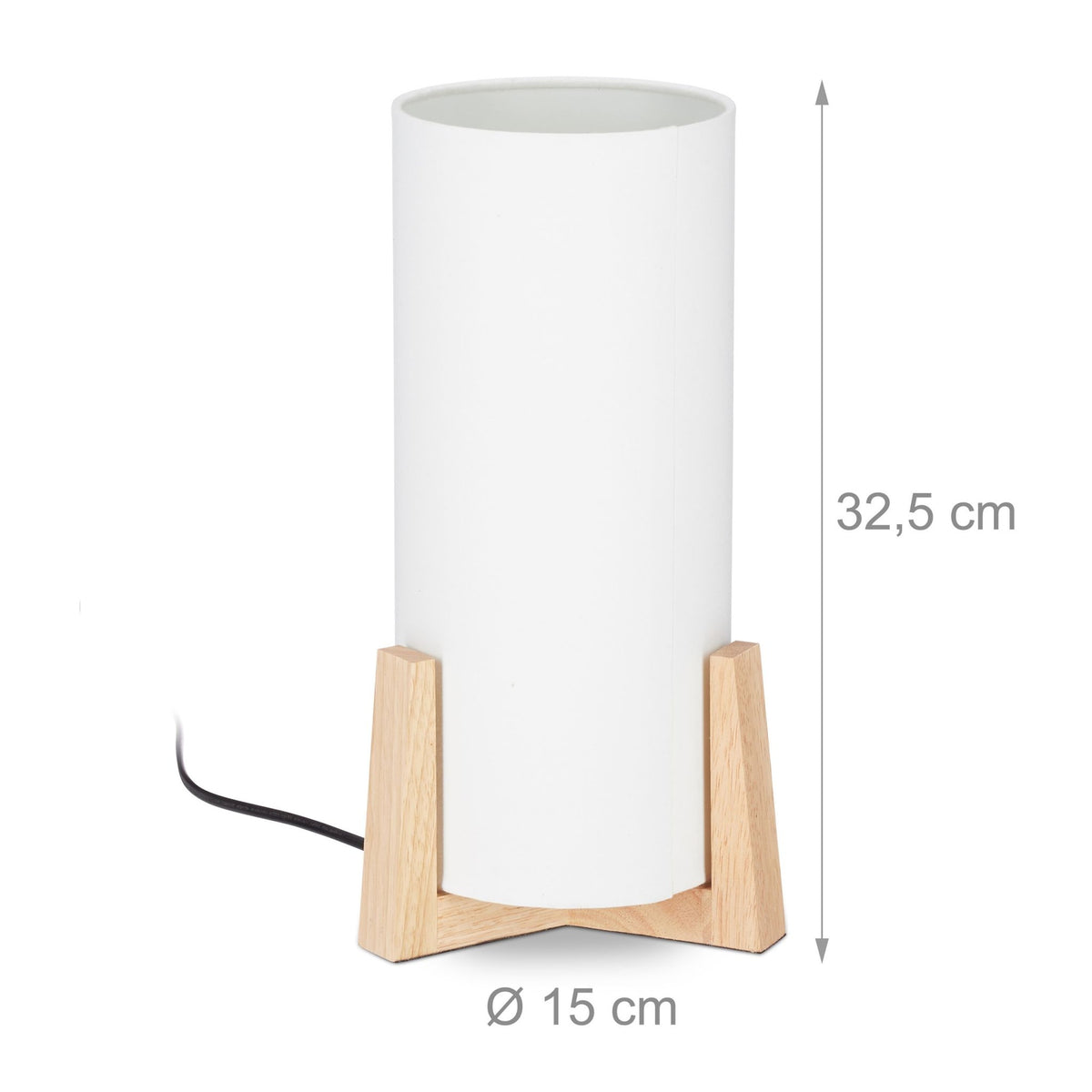 Table lamp with wooden base