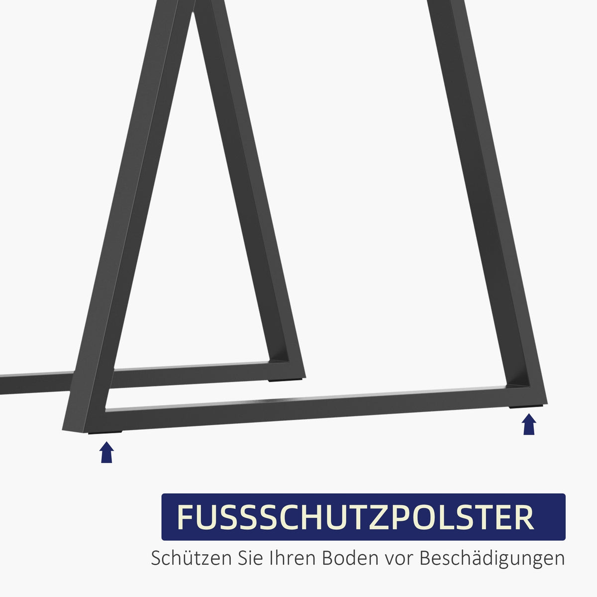 Table legs, set of 2 table runners, triangular furniture feet made of steel, 70 x 72 cm table frame for dining table, steel, black |