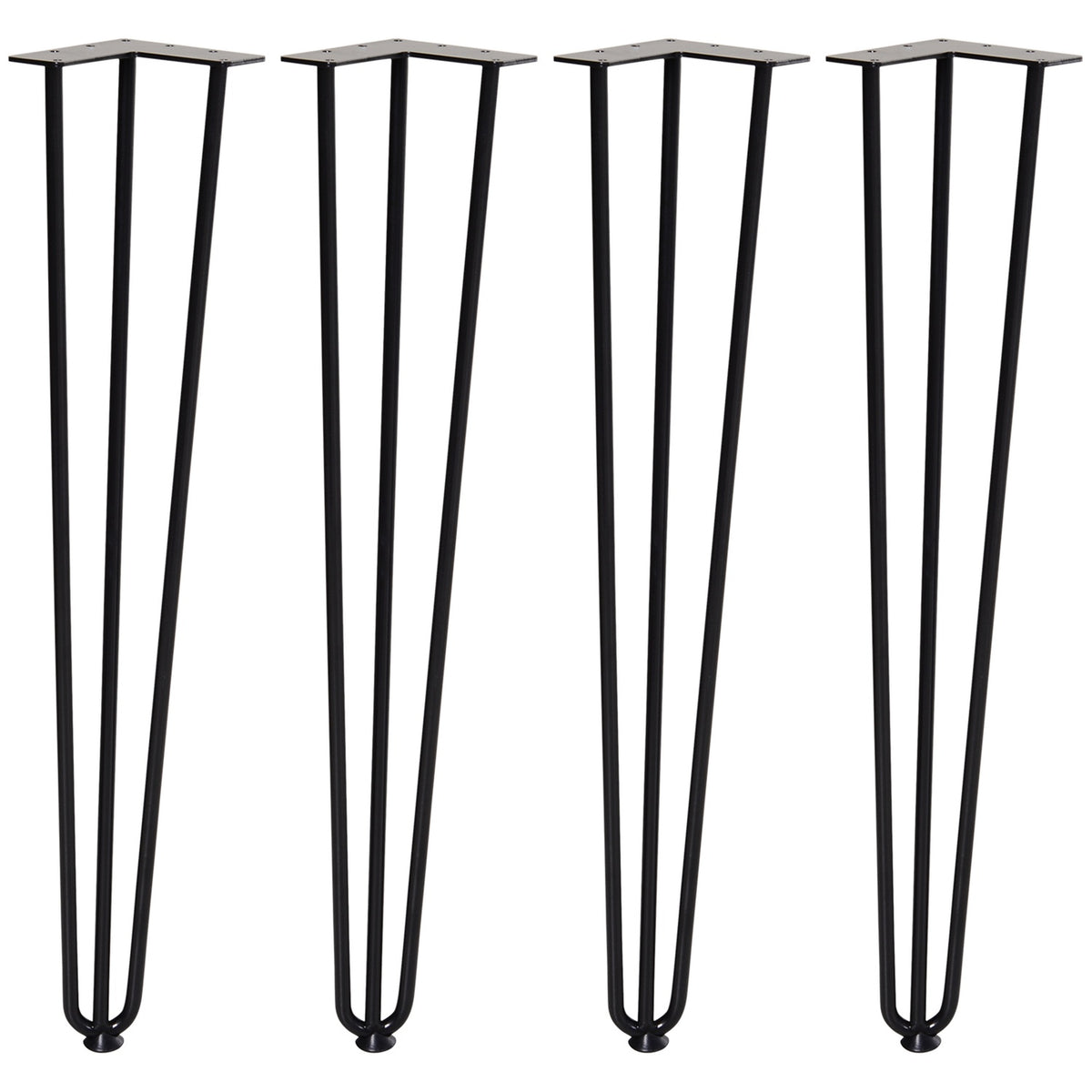 Table legs, set of 4 table feet, furniture feet made of steel table frame with fork design for coffee table, dining table, black, 12 x 12 x 72 cm