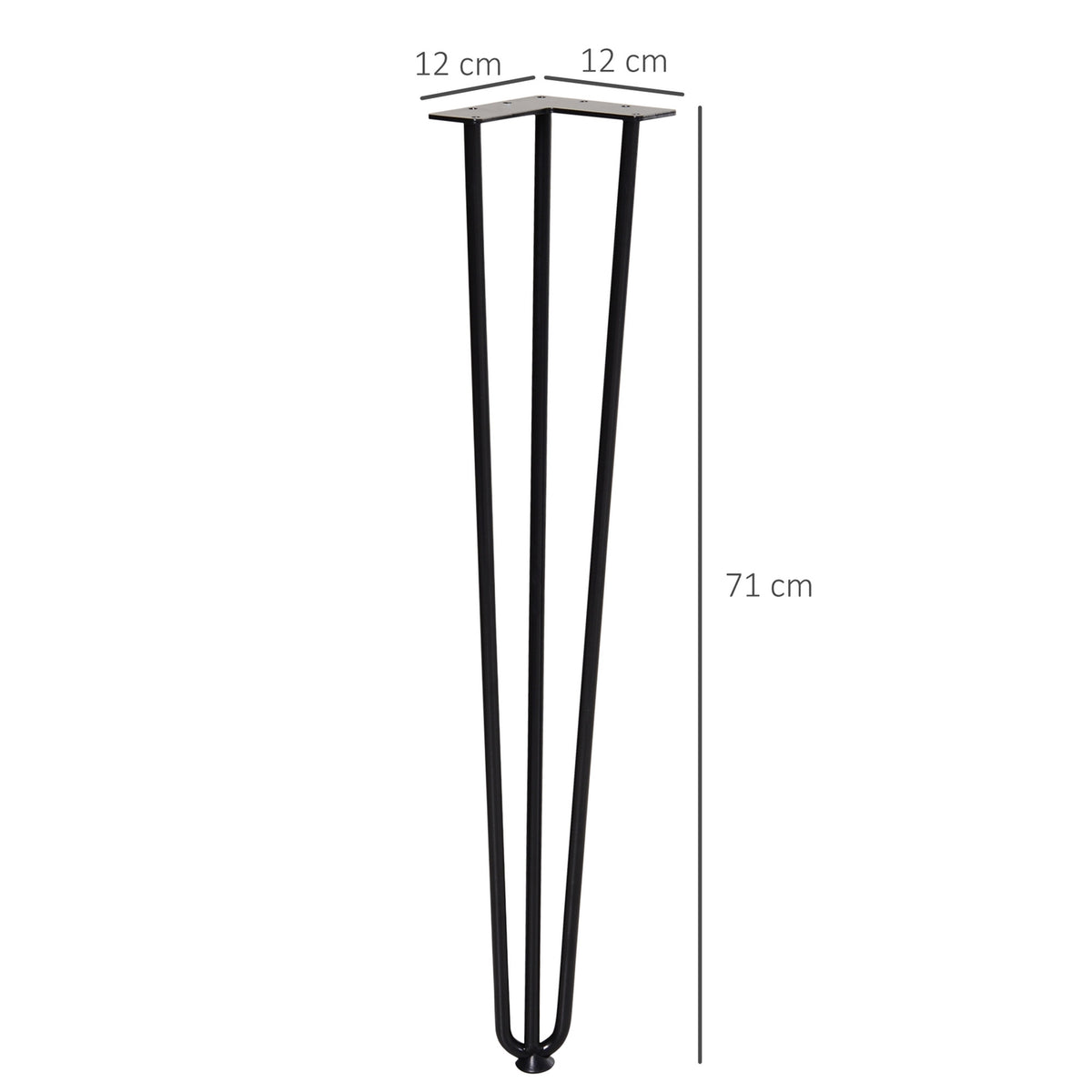 Table legs, set of 4 table feet, furniture feet made of steel table frame with fork design for coffee table, dining table, black, 12 x 12 x 72 cm
