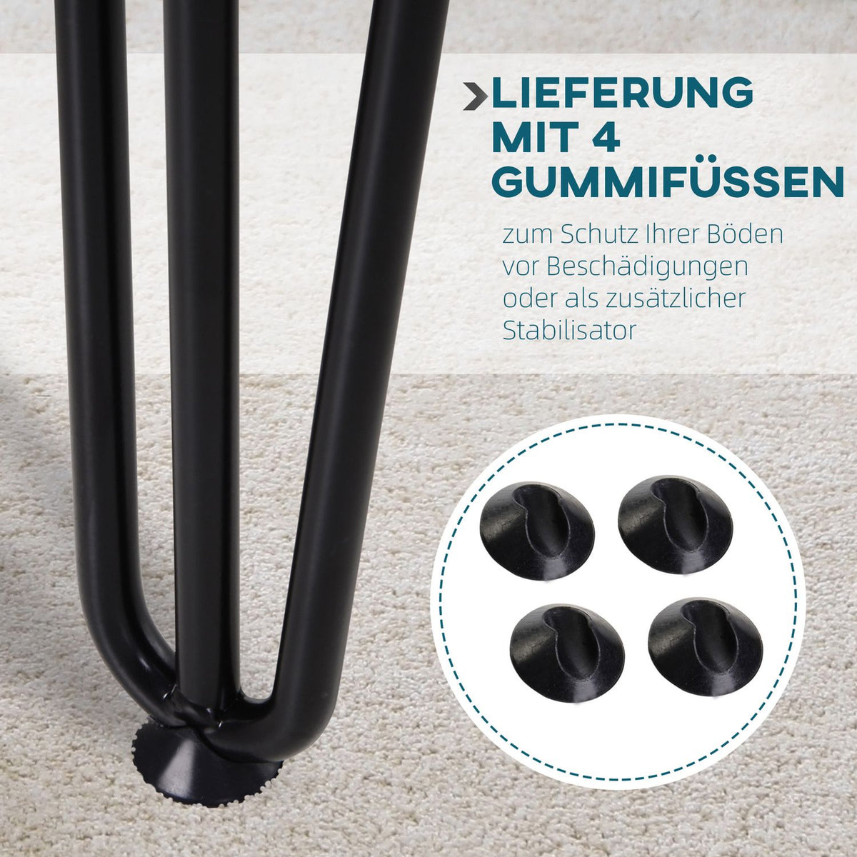 Table legs, set of 4 table feet, furniture feet made of steel table frame with fork design for coffee table, dining table, black, 12 x 12 x 72 cm