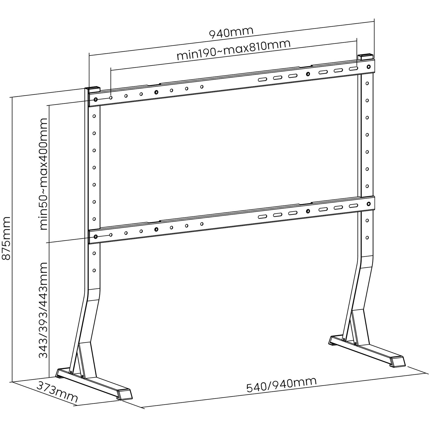 Table stand for TV 45"-90" max 60kg Black