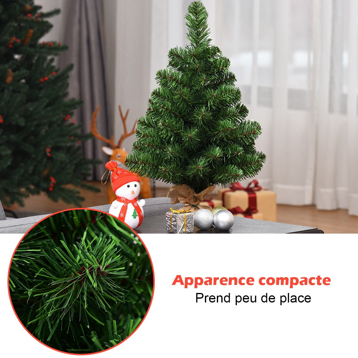 Tabletop Artificial Christmas Tree, 60 cm, Battery, 67 Branches