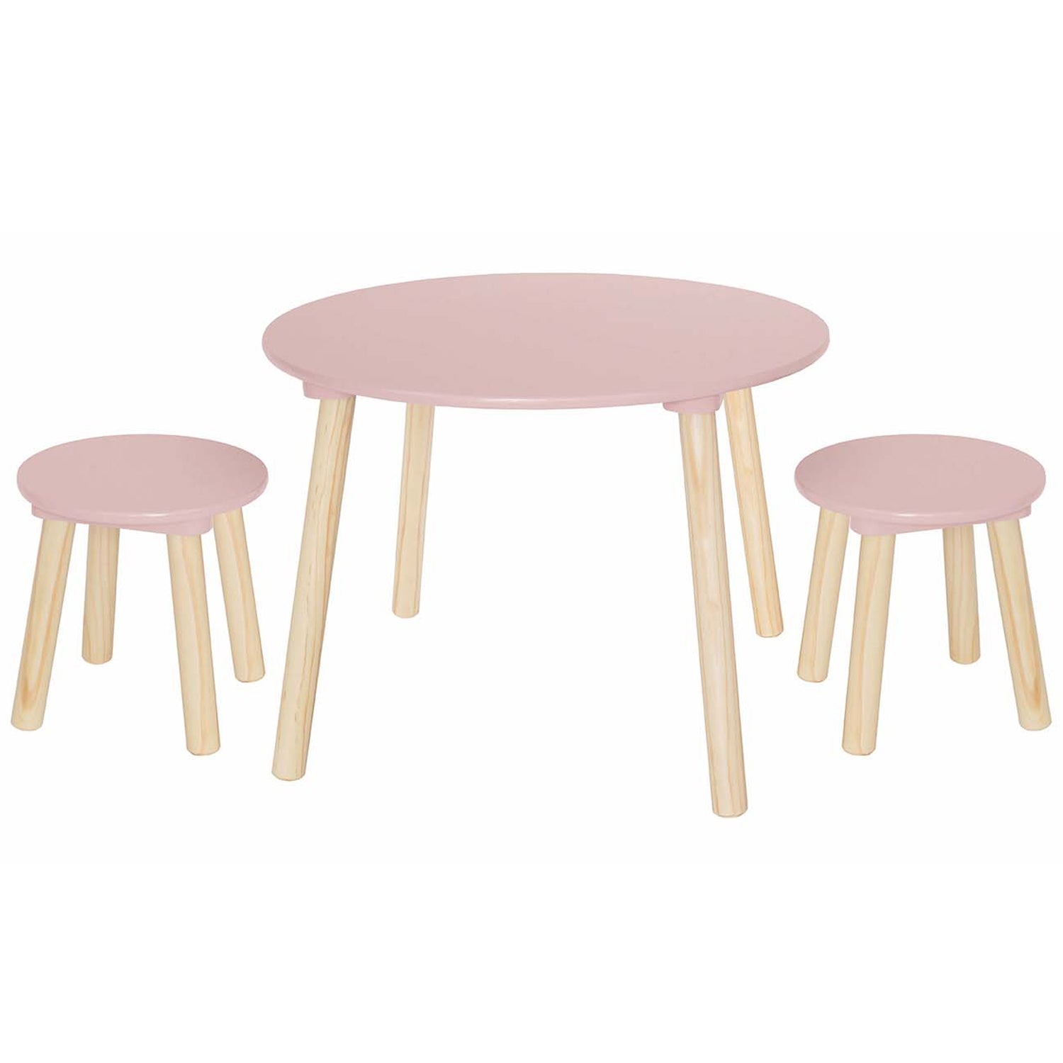 Table & two stools pink