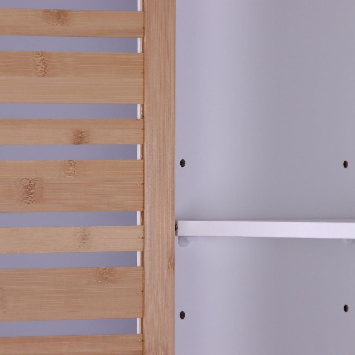 Tall Bathroom Cabinet, 190 cm, White, Bamboo Doors