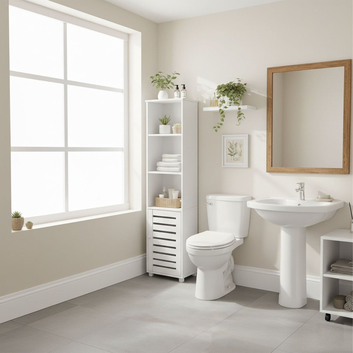 Tall Bathroom Cabinet with Adjustable Shelves