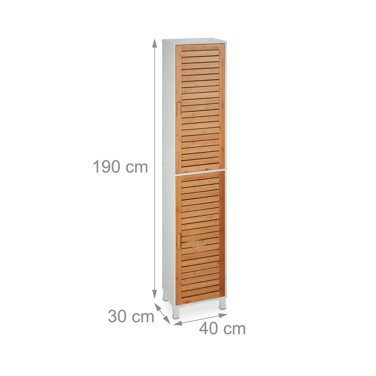 Tall Bathroom Storage Cabinet with Bamboo Doors