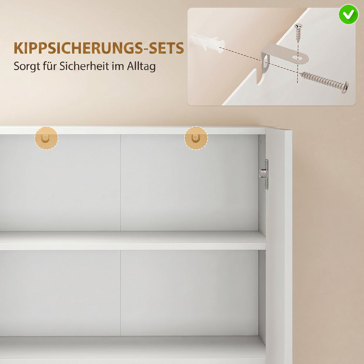 Tall Kitchen Pantry Cabinet, Adjustable Shelves, Gloss White