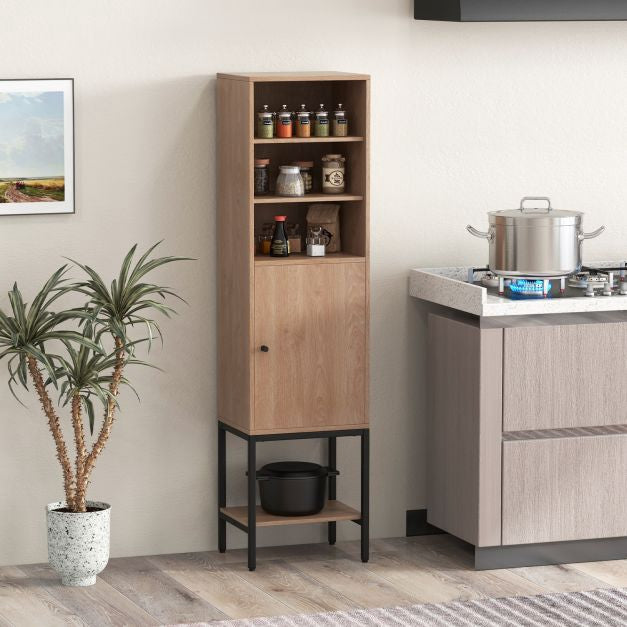 Tall Slim Storage Cabinet With Door, Adjustable Shelves