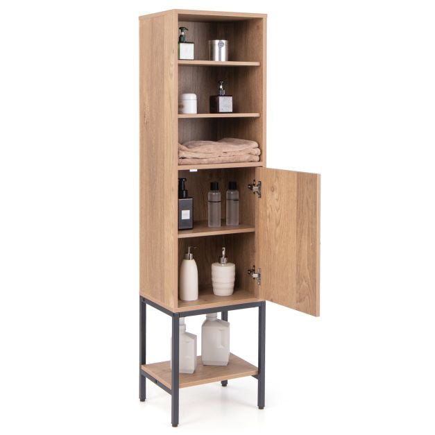 Tall Slim Storage Cabinet With Door, Adjustable Shelves
