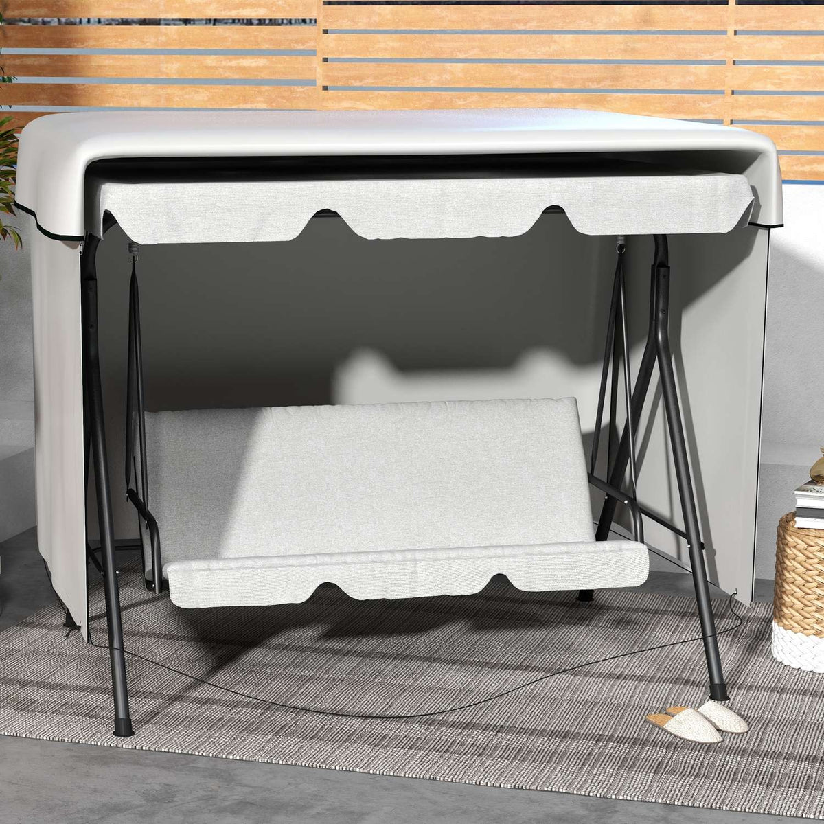 Tarpaulin For Garden Furniture Waterproof & Uv Protection Protective Cover, Rectangular, Pe, Grey, 215X155X150Cm