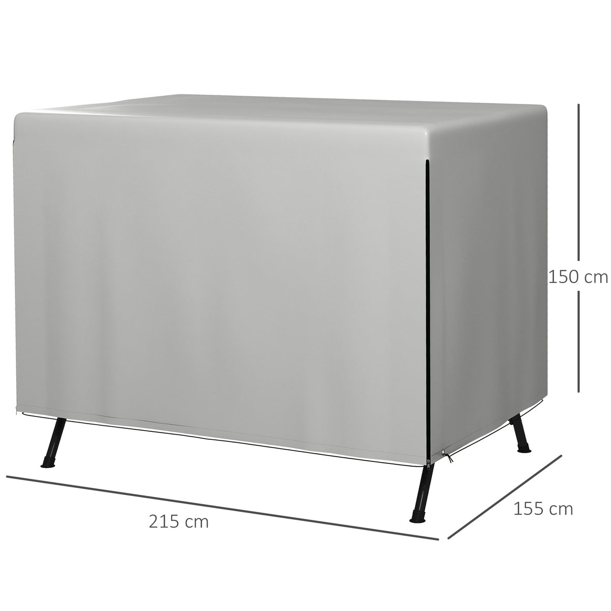 Tarpaulin For Garden Furniture Waterproof & Uv Protection Protective Cover, Rectangular, Pe, Grey, 215X155X150Cm