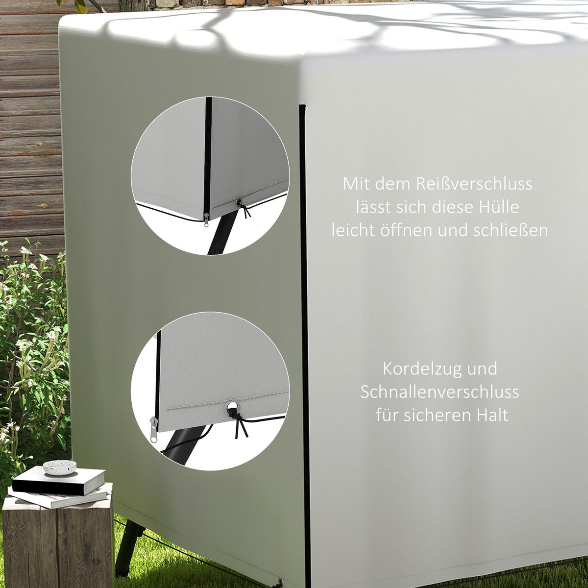 Tarpaulin For Garden Furniture Waterproof & Uv Protection Protective Cover, Rectangular, Pe, Grey, 215X155X150Cm
