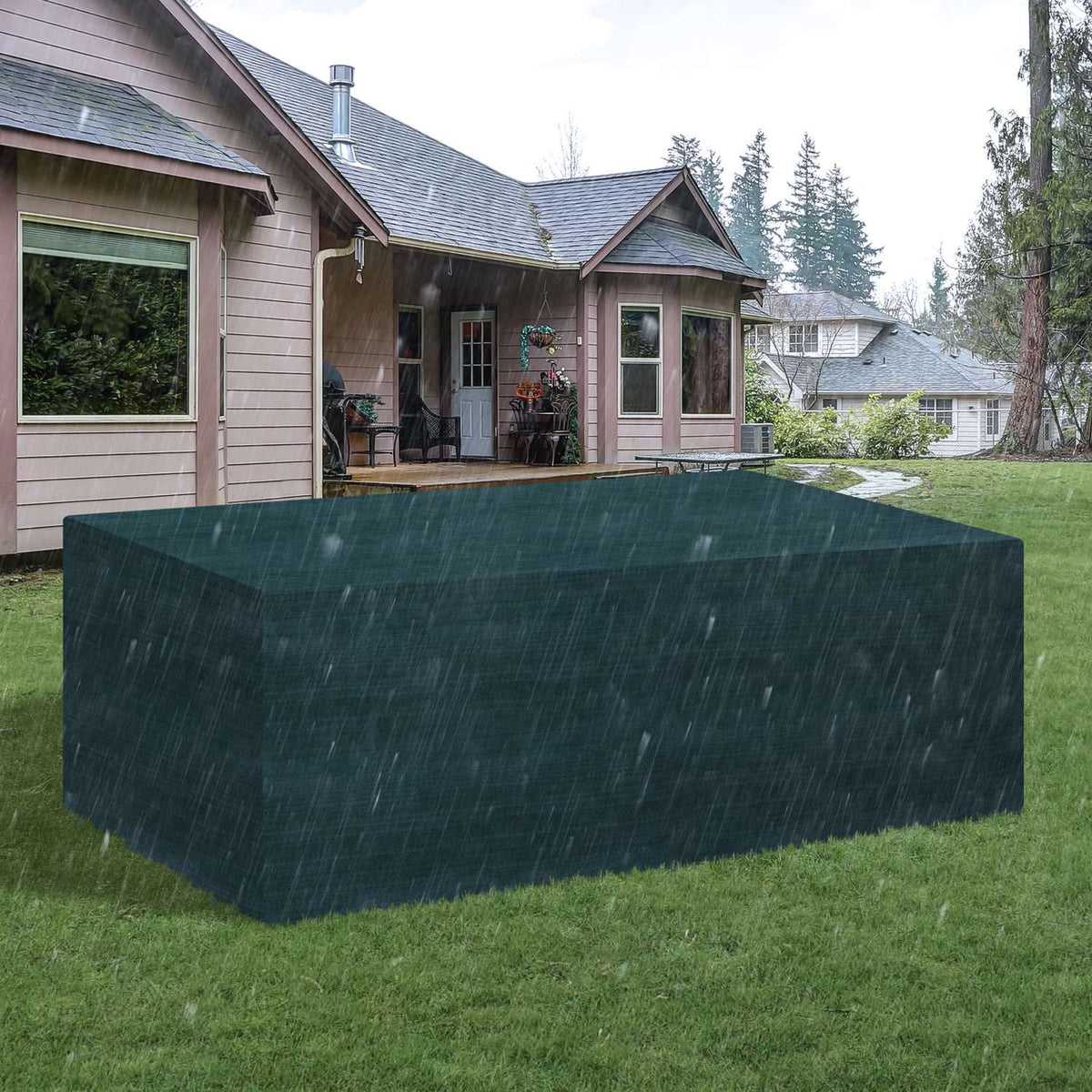 Tarpaulin Garden Furniture Protective Cover Waterproof Uv Protection Pe Green 235X190X90Cm