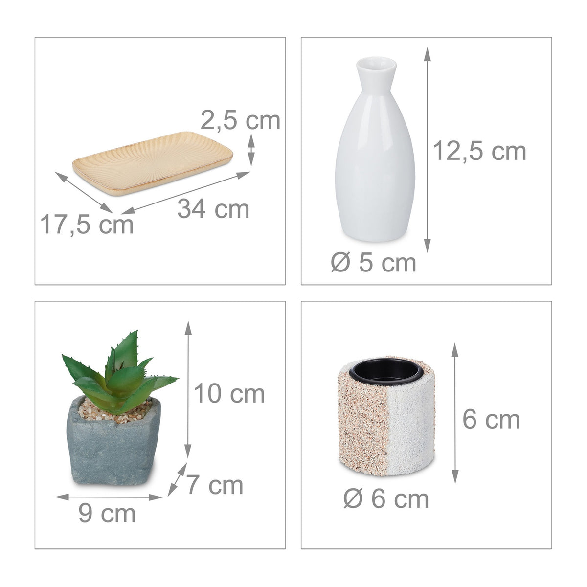 Tealight holder set with zen garden