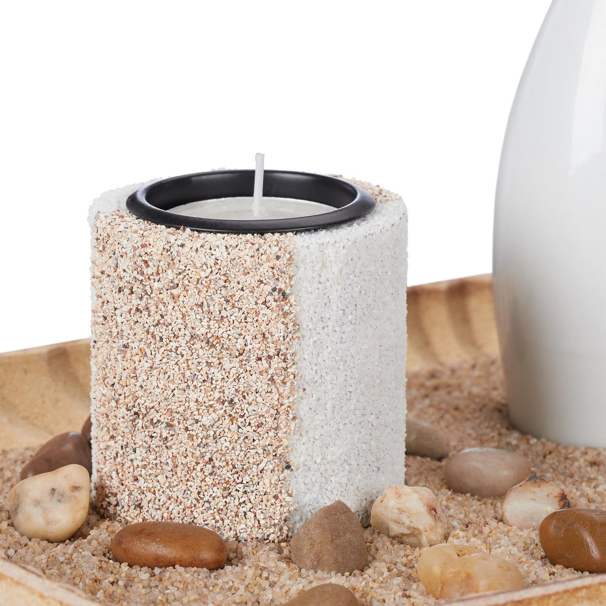 Tealight holder set with zen garden