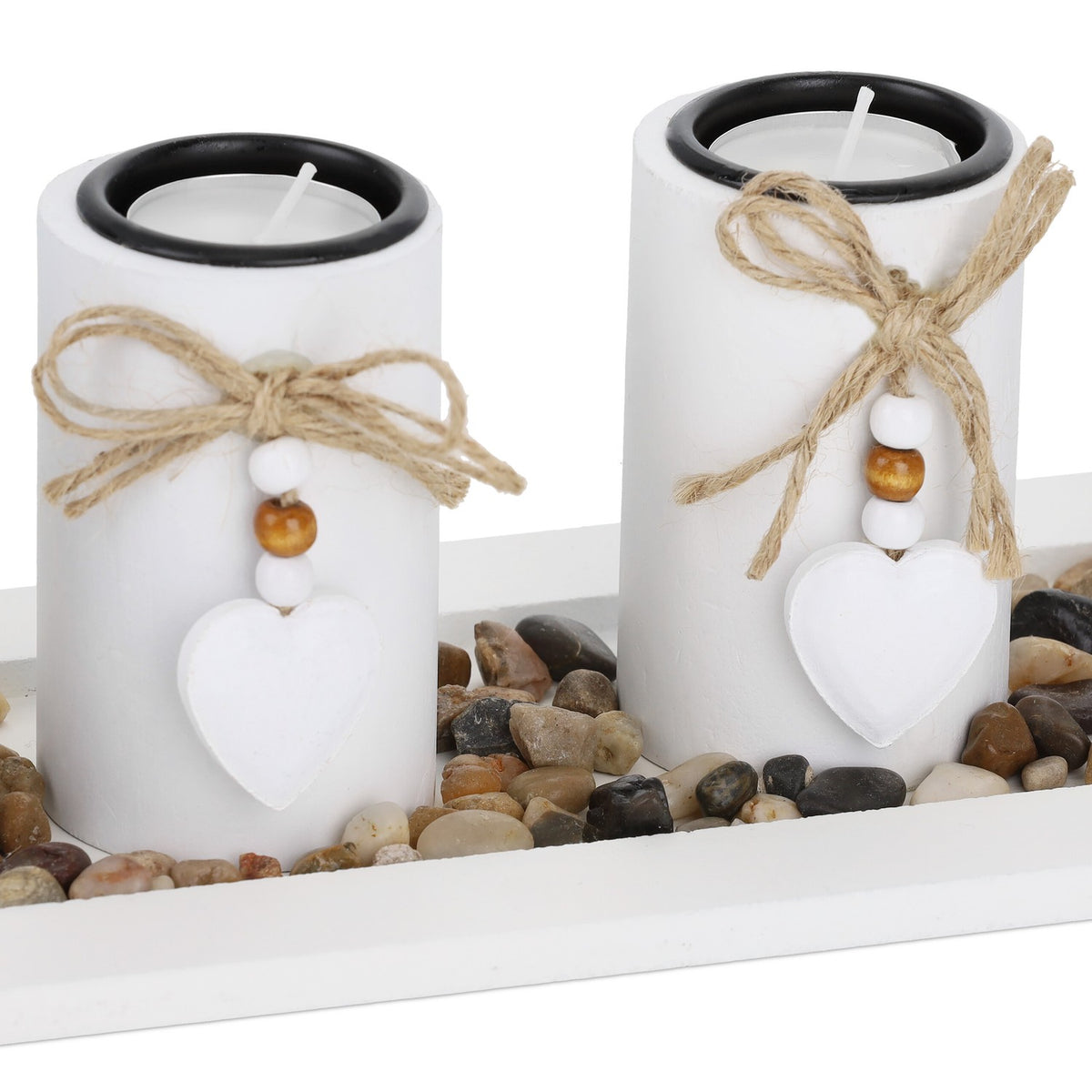 Tealight holder with tray & stones