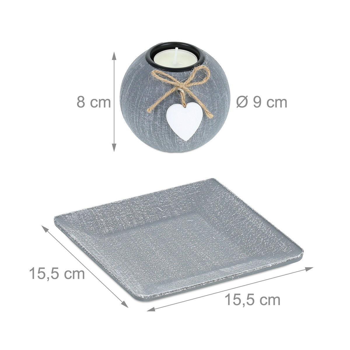 Tealight holder with tray & stones