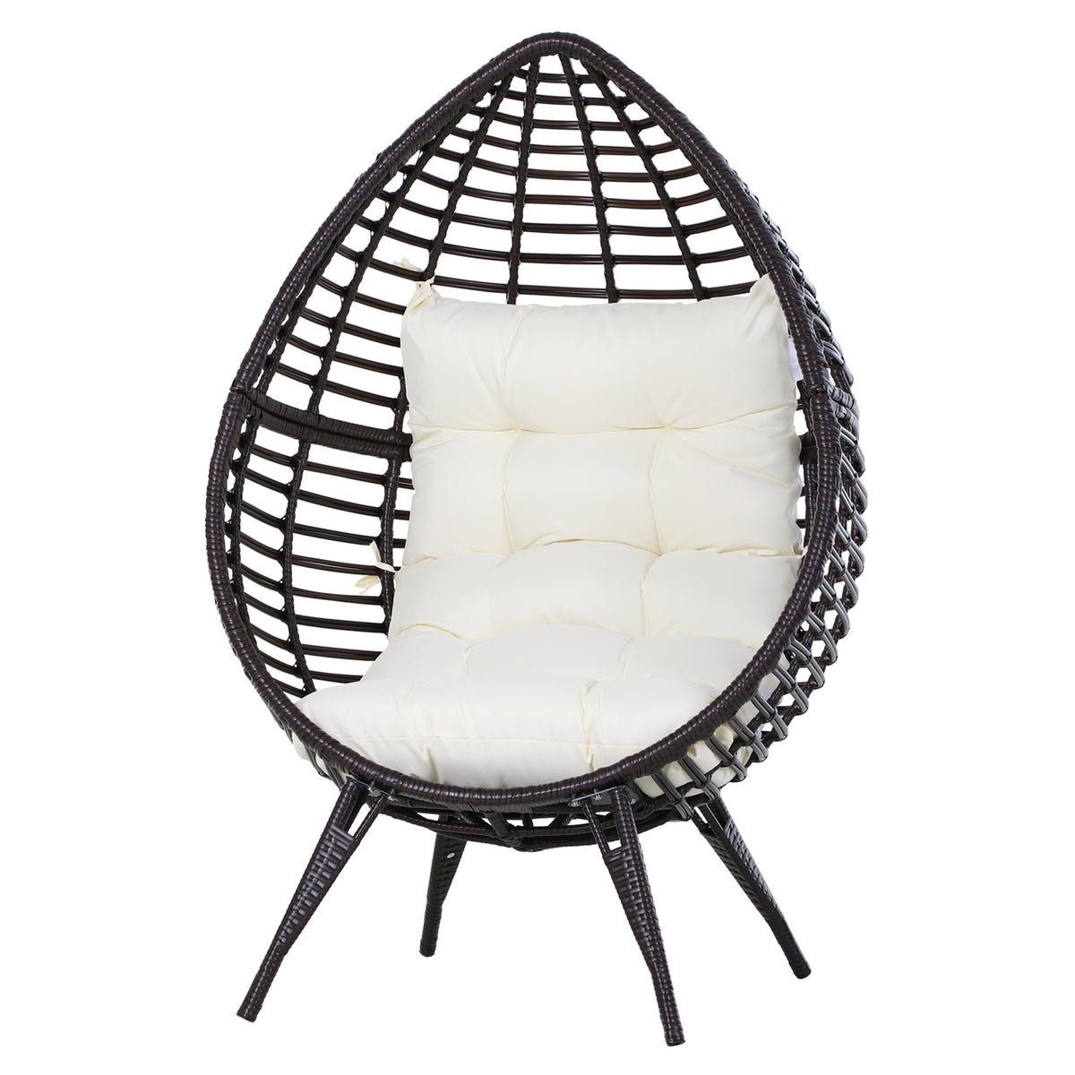 Teardrop Rattan Chair Garden Chair With Seat Cushion Raised Rattan Chair Steel Brown 101 X 89 X 156 Cm