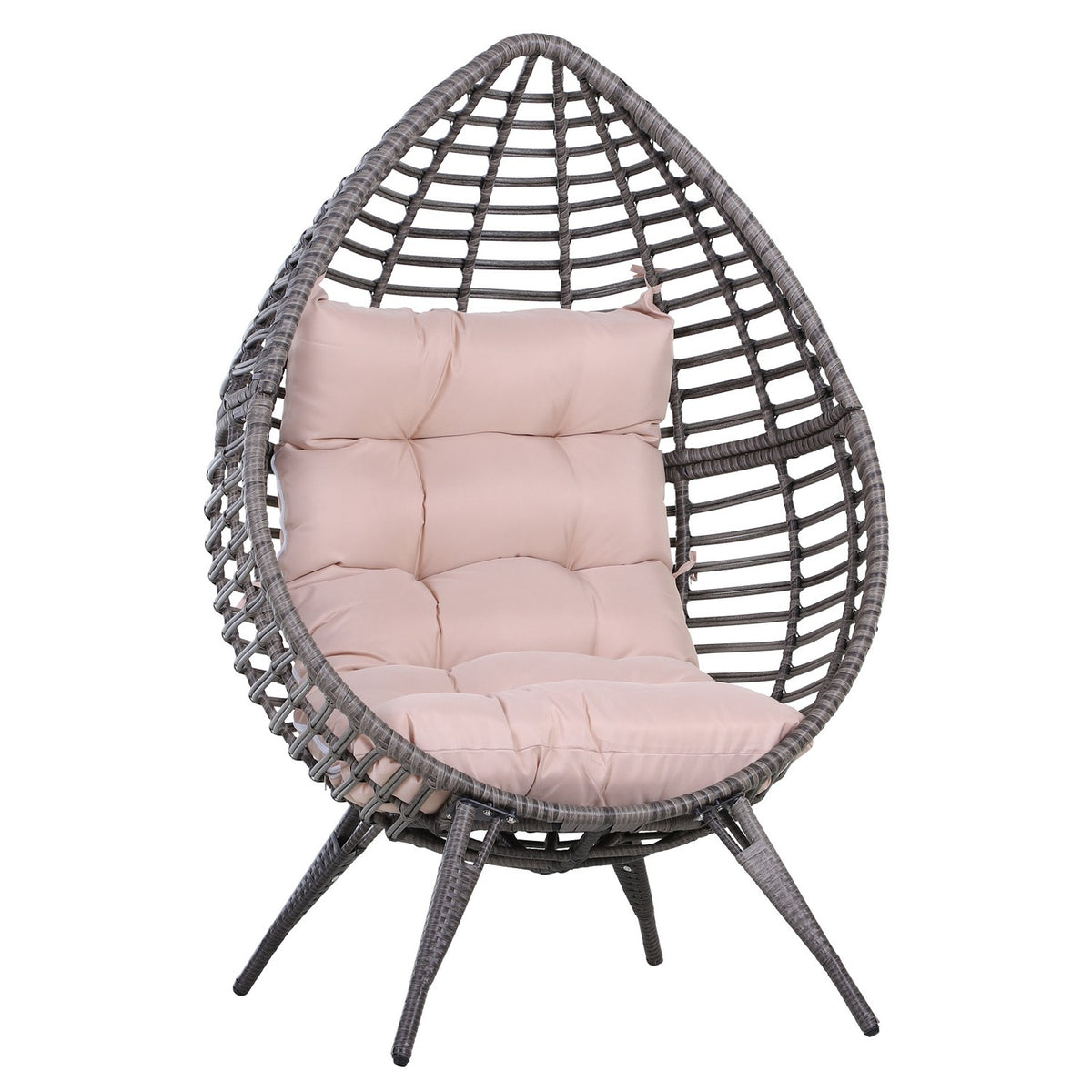 Teardrop Rattan Chair Garden Chair With Seat Cushion Raised Rattan Chair Steel Gray 101 X 89 X 156 Cm