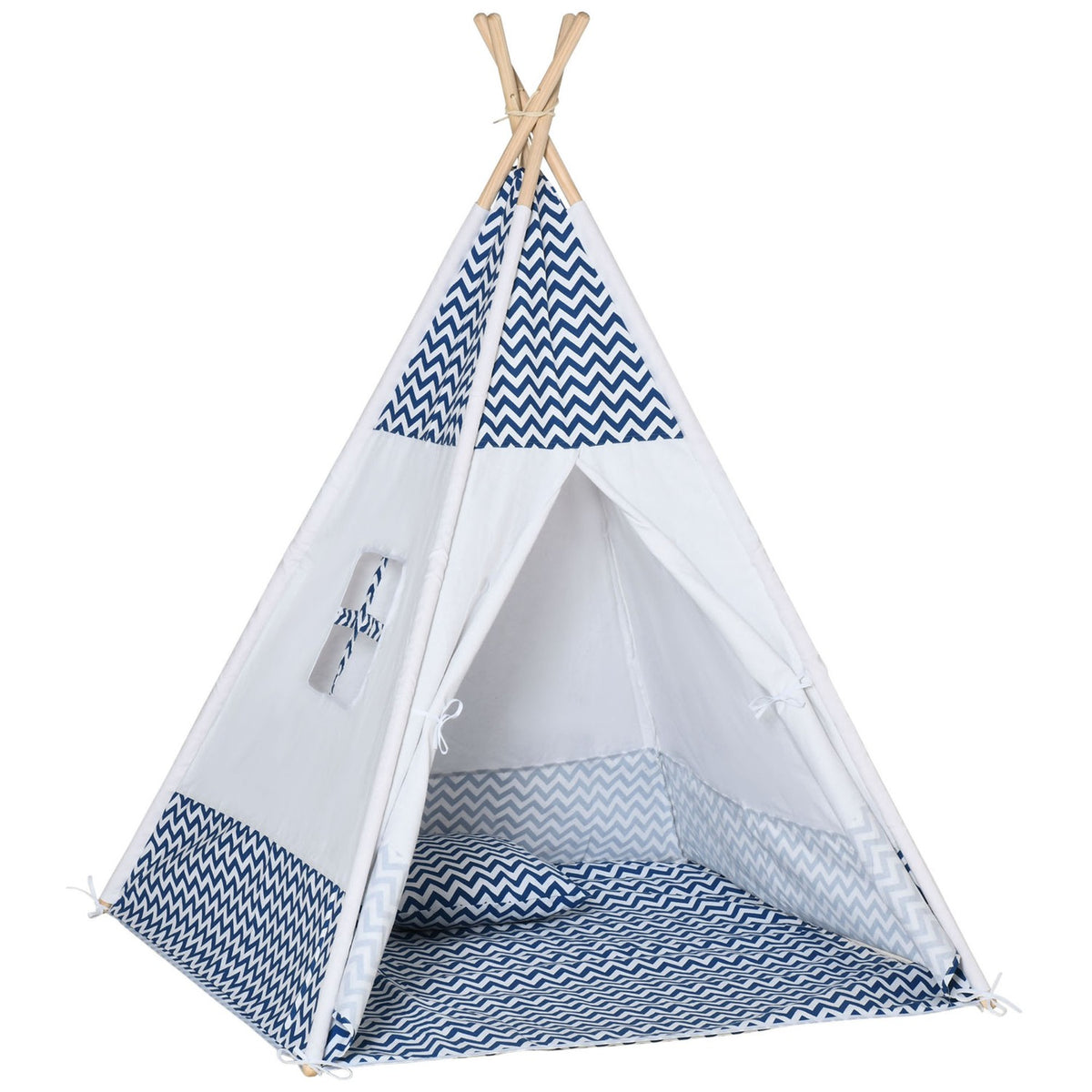 Teepee Play Tent For Children White Children'S Tent With Pillow Mattress, Foldable, Indoor Outdoor, 120X120X155Cm