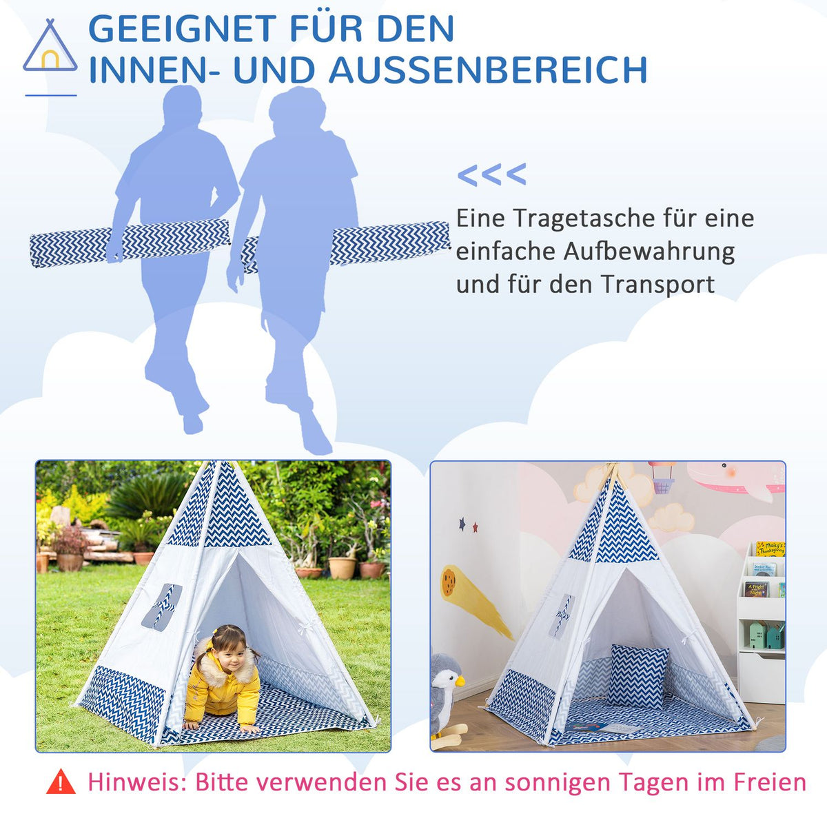 Teepee Play Tent For Children White Children'S Tent With Pillow Mattress, Foldable, Indoor Outdoor, 120X120X155Cm