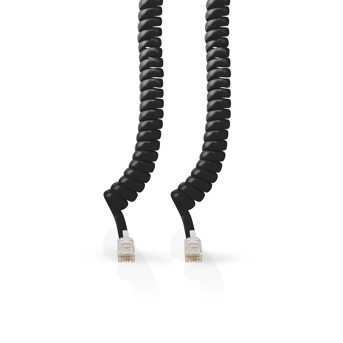 Telecom cable | RJ10 Male | RJ10 Male | 2.00 m | Cable design: Coiled | Cable type: RJ10 | Black
