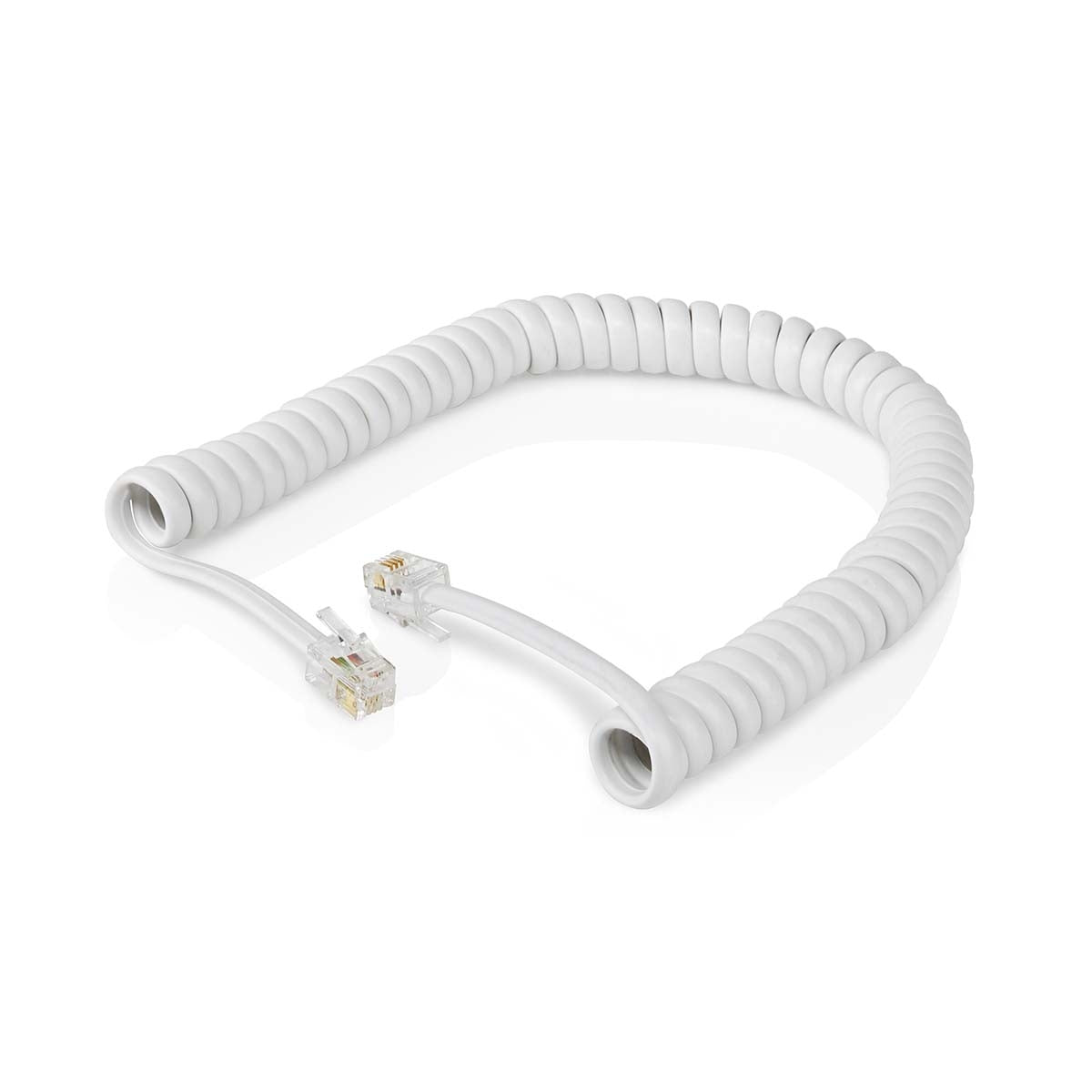 Telecom cable | RJ10 Male | RJ10 Male | 2.00 m | Cable design: Coiled | Cable type: RJ10 | White
