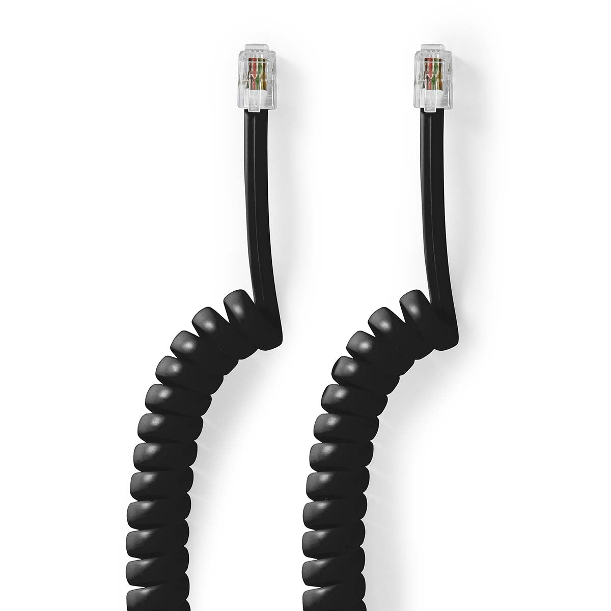 Telecom cable | RJ10 Male | RJ10 Male | 5.00 m | Cable design: Coiled | Cable type: RJ10 | Black